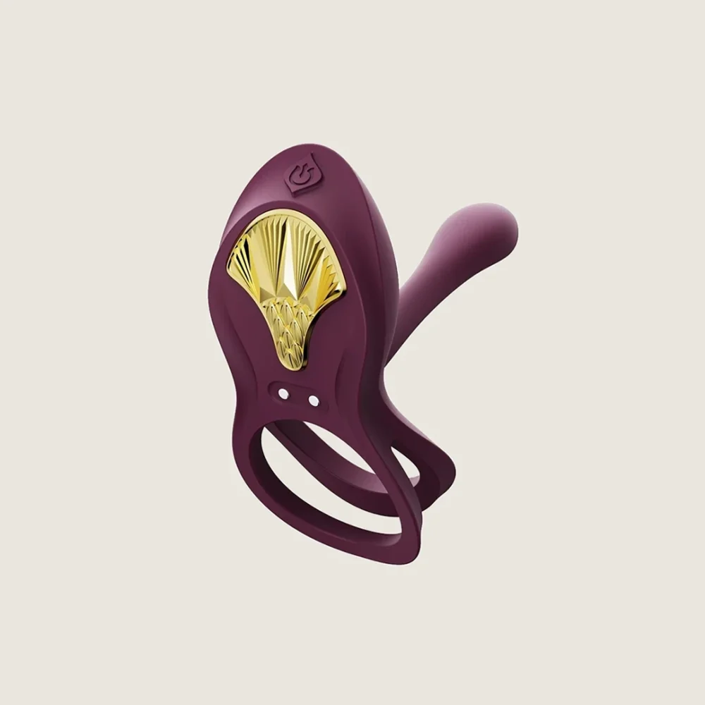 ZALO® Bayek Vibrating Couples Ring in Velvet Purple color. Vibrating Couples Ring that comfortably fits between two bodies to enhance penetration from the inside and out.