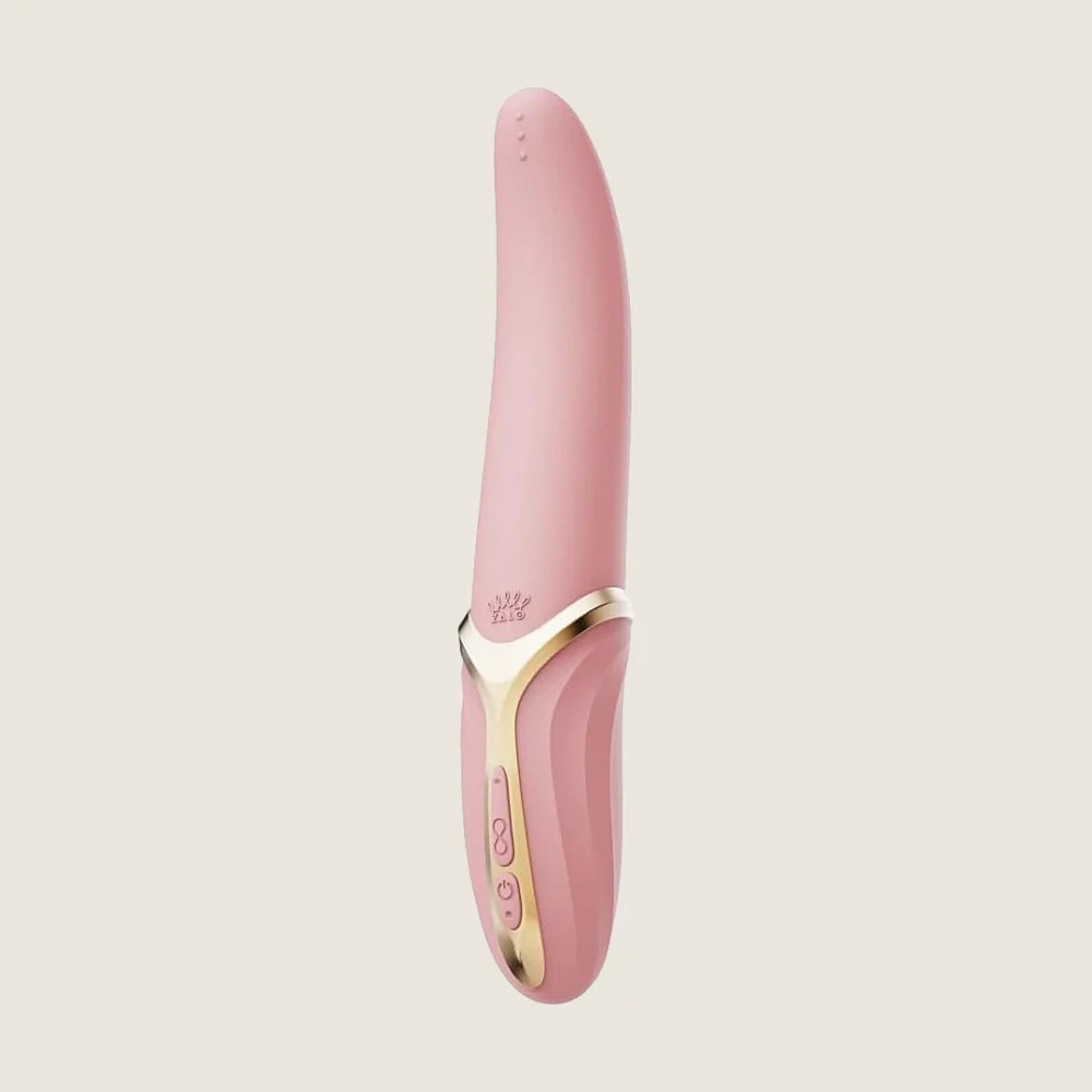 ZALO® Eve Oral Pleasure Vibrator, gemaakt van voedselveilige vloeibare silicone, is zo zacht als een tong, verkrijgbaar in Ivory White, Obsidian Black en Sakura Pink.