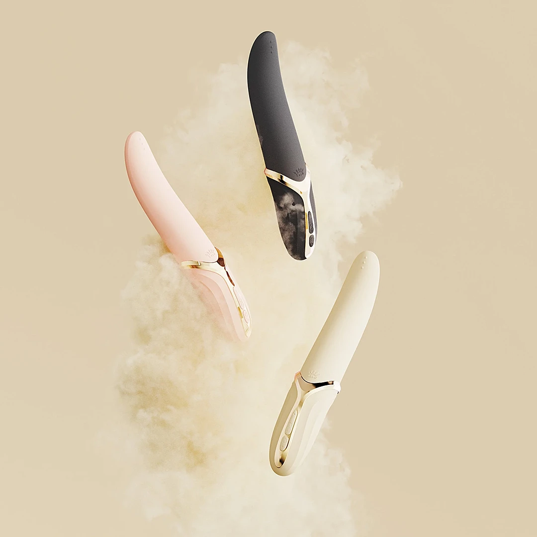 ZALO® Eve Oral Pleasure Vibrator with food-grade liquid silicone is as soft as the tongue in Ivory White, Obsidian Black, Sakura Pink color.