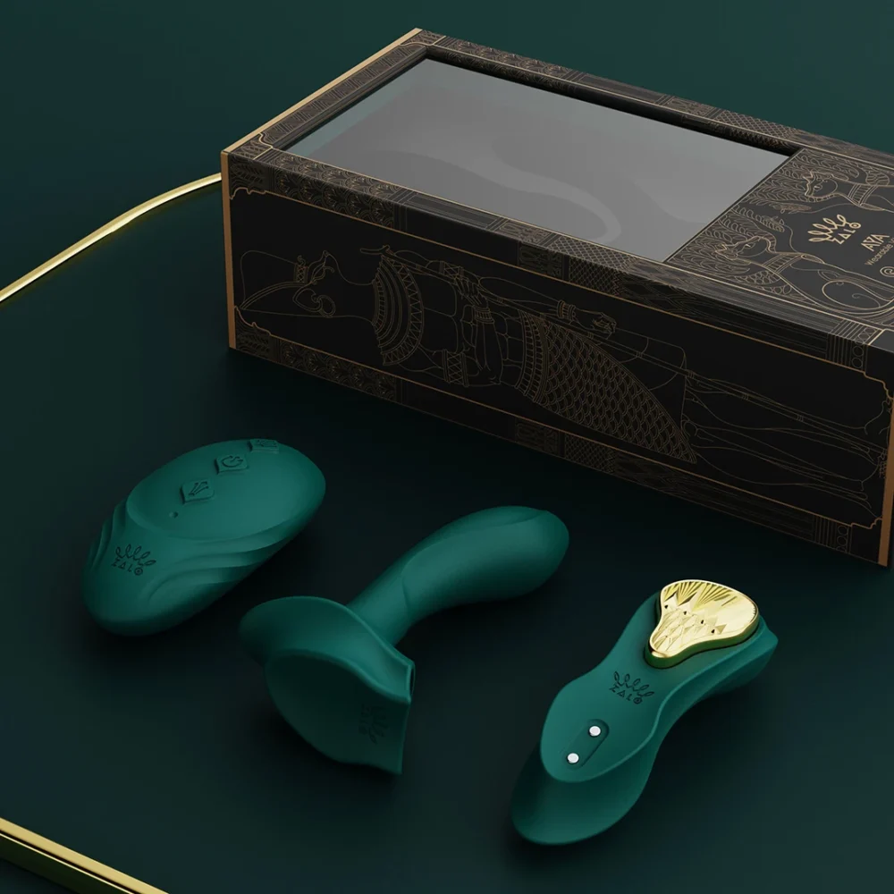 ZALO® Aya Wearable Vibrator features a bulbous tip to target the G-spot, with remote control in Turqouise Green color.