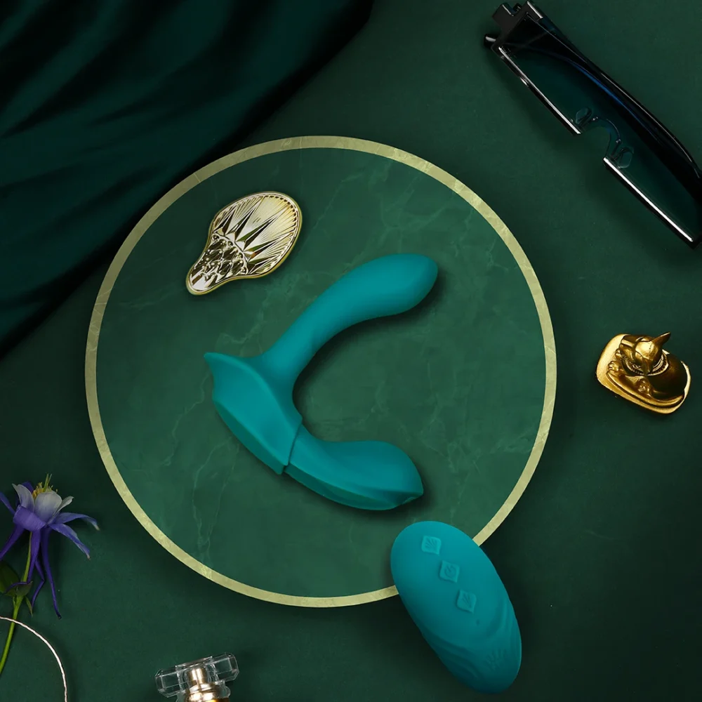 ZALO® Aya Wearable Vibrator features a bulbous tip to target the G-spot, with remote control in Turqouise Green color.